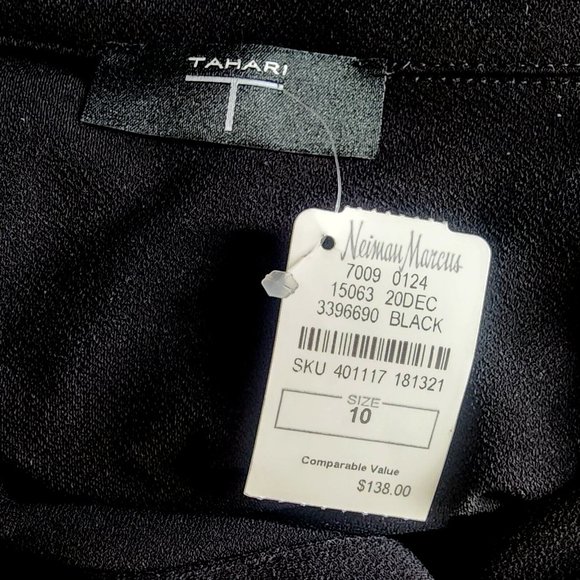 T Tahari Black Midi Shirtdress Jersey Knit Grommet Belt Snaps - Picture 10 of 11